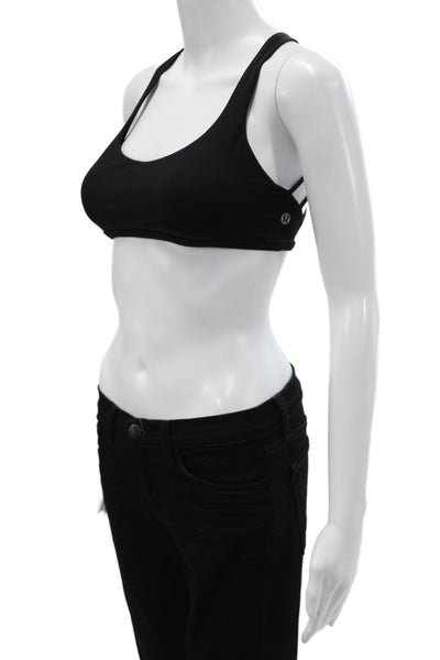 Lululemon Womens Strappy Back Stretch Knit Sports Bra Black Size 4