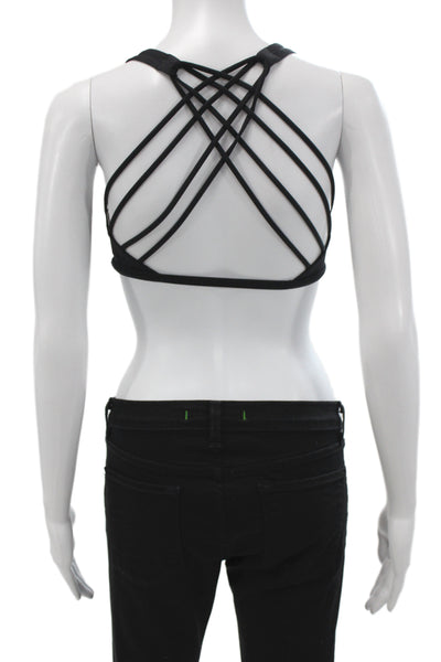 Lululemon Womens Strappy Back Stretch Knit Sports Bra Black Size 4