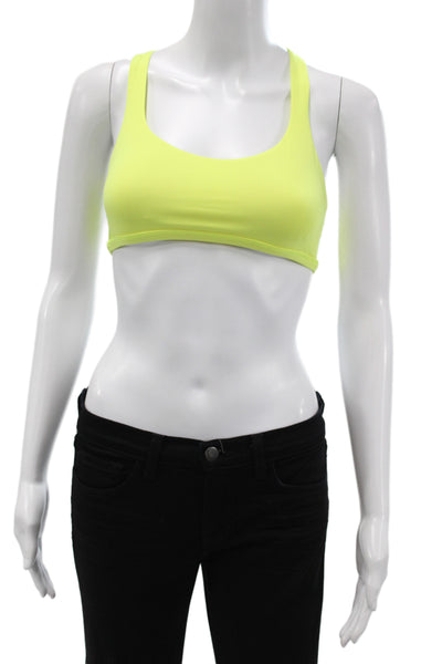 Lululemon Womens Strappy Back Stretch Knit Sports Bra Yellow Size 4
