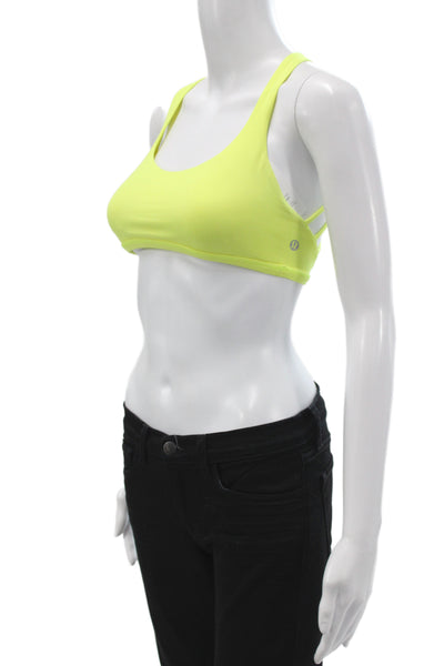 Lululemon Womens Strappy Back Stretch Knit Sports Bra Yellow Size 4