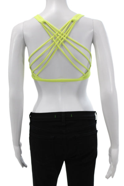Lululemon Womens Strappy Back Stretch Knit Sports Bra Yellow Size 4