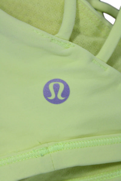 Lululemon Womens Strappy Back Stretch Knit Sports Bra Yellow Size 4
