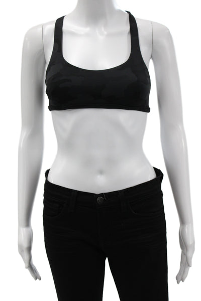 Lululemon Womens Strappy Back Stretch Knit Camouflage Sports Bra Black Size 4