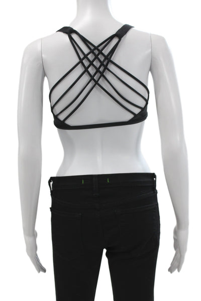 Lululemon Womens Strappy Back Stretch Knit Camouflage Sports Bra Black Size 4