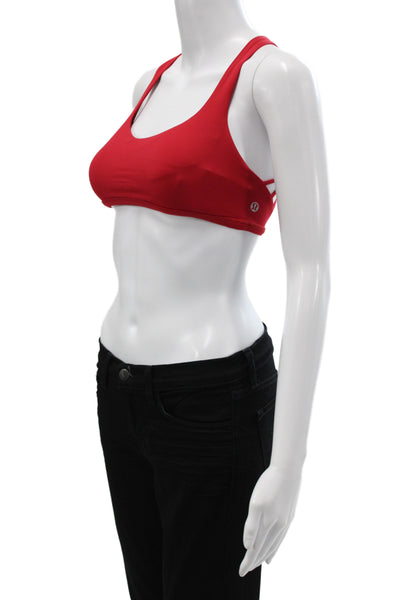 Lululemon Womens Strappy Back Stretch Knit Sports Bra Red Size 4