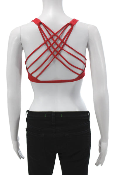 Lululemon Womens Strappy Back Stretch Knit Sports Bra Red Size 4