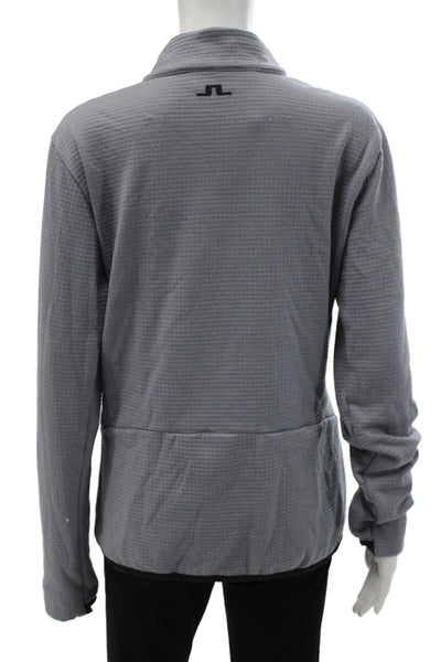 J. Lindeberg Womens Track Jacket Gray Wool High Neck Zip Long Sleeve Size XL