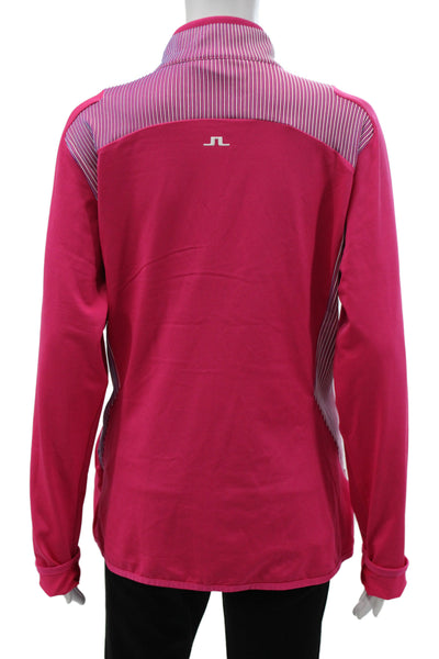 J. Lindeberg Womens Pink Striped Track Jacket High Neck Zip Long Sleeve Size XL