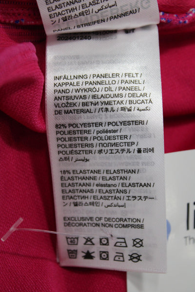 J. Lindeberg Womens Pink Striped Track Jacket High Neck Zip Long Sleeve Size XL