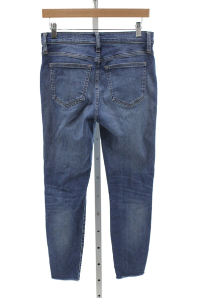 J Crew Women Ankle Jeans Blue High Rise Cotton Button Closure Size 28