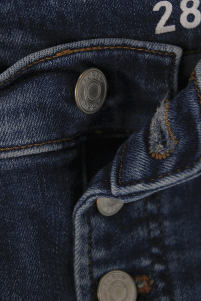 J Crew Women Ankle Jeans Blue High Rise Cotton Button Closure Size 28
