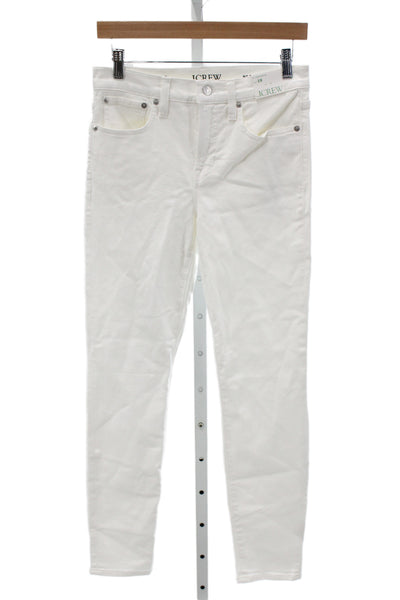 J Crew Women Skinny White High Rise Jeans Button Cotton Size 28