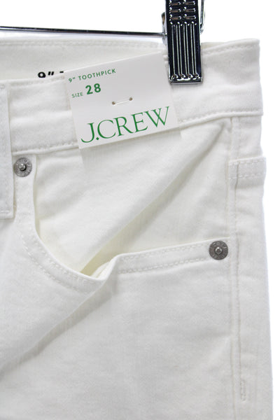 J Crew Women Skinny White High Rise Jeans Button Cotton Size 28