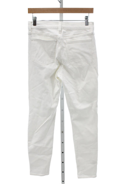 J Crew Women Skinny White High Rise Jeans Button Cotton Size 28