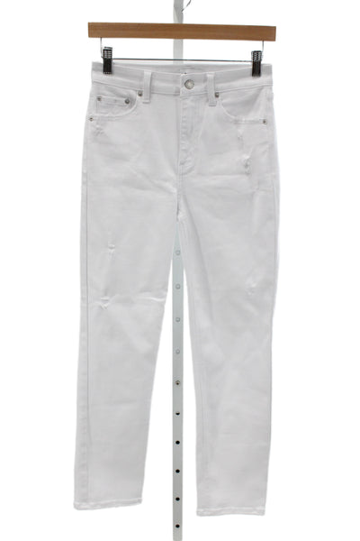 Pistola Womens White Straight High Rise Jeans Button Cotton Blend Size 26