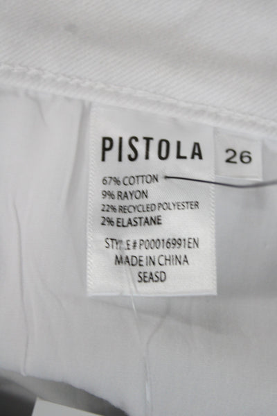 Pistola Womens White Straight High Rise Jeans Button Cotton Blend Size 26