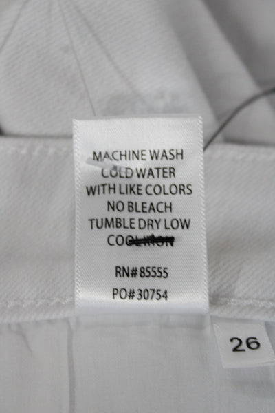 Pistola Womens White Straight High Rise Jeans Button Cotton Blend Size 26