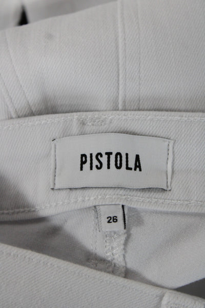 Pistola Womens White Straight High Rise Jeans Button Cotton Blend Size 26