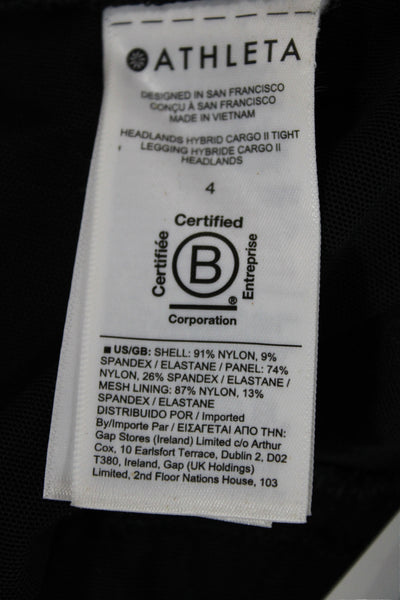 Athleta Women Black Ankle Leggings Athleisure 91% Nylon Size 4