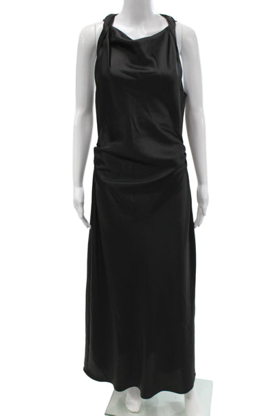 Zara Womens Black Maxi Dress Sleeveless Cowl Neck Long Size L