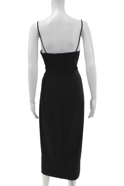 Zara Women Bodycon Mid Calf Sleeveless Square Neck Black Dress Zip Size L