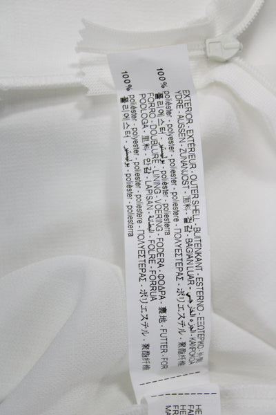 Zara Womens White Sleeveless V-Neck Jumpsuit Zip Minimalist Size L