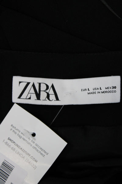 Zara Women Coat Vest Black Sleeveless Button Polyester Solid Fall Size L