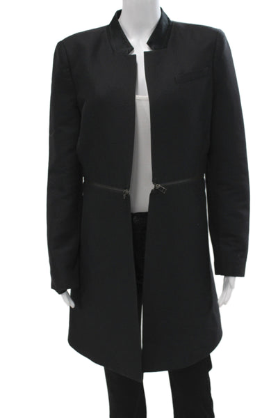 BCBGMAXAZRIA Womens Black Basic Jacket Zip Cotton Long Sleeve Size L