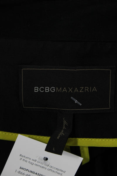 BCBGMAXAZRIA Womens Black Basic Jacket Zip Cotton Long Sleeve Size L
