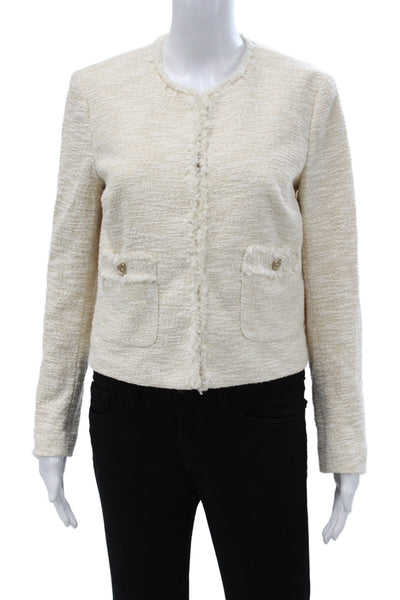 J. Mclaughlin Women Basic Jacket Ivory Button Long Sleeve Size S