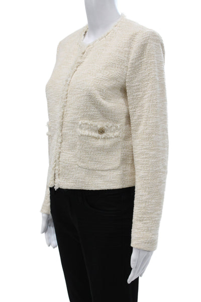 J. Mclaughlin Women Basic Jacket Ivory Button Long Sleeve Size S