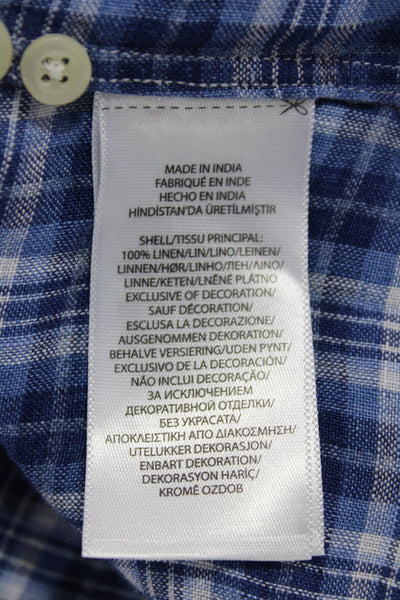 Polo Ralph Lauren Mens Button Down Blue Plaid Linen Size 2XL