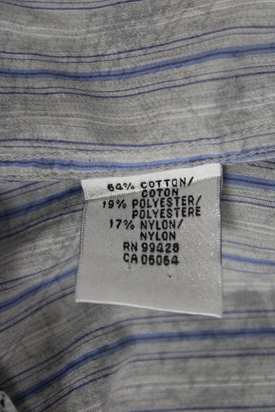 Bugatchi Mens Cotton Blend Paisley Print Button Up Short Blue Size XL