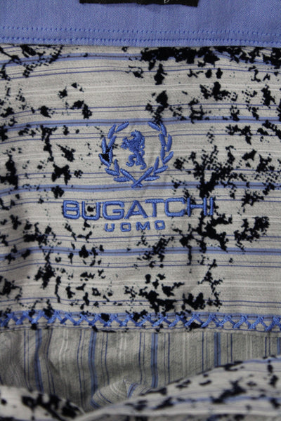 Bugatchi Mens Cotton Blend Paisley Print Button Up Short Blue Size XL