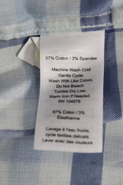 Vineyard Vines Mens Plaid Button Up Long Sleeve Blue 97% Cotton Size XL