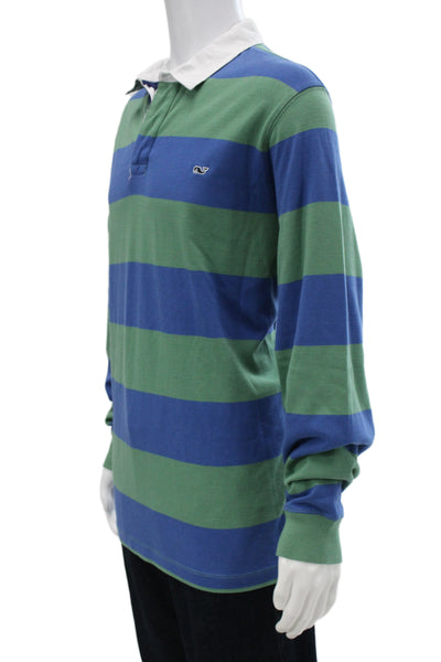 Vineyard Vines Mens Striped Rugby Shirt Blue Cotton Long Sleeve Size XL