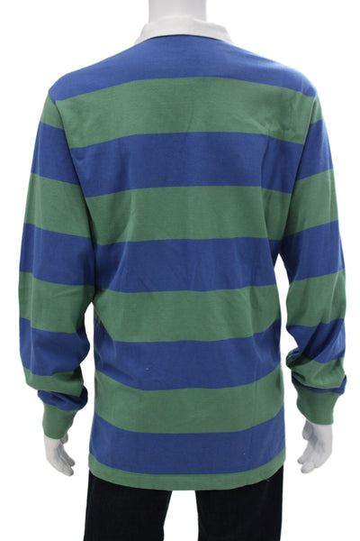 Vineyard Vines Mens Striped Rugby Shirt Blue Cotton Long Sleeve Size XL