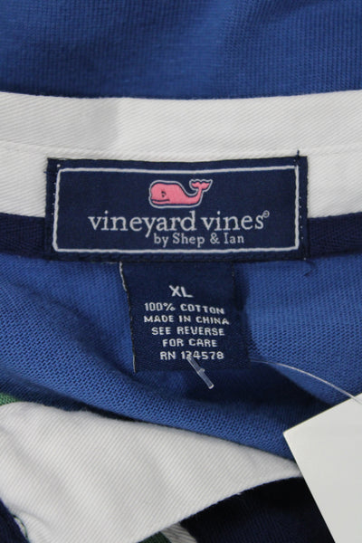 Vineyard Vines Mens Striped Rugby Shirt Blue Cotton Long Sleeve Size XL