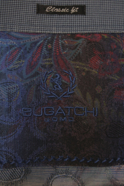 Bugatchi Mens Cotton Blend Paisley Print Button Up Short Multicolor Size XL