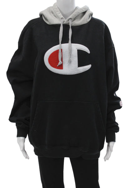 Champion X Timberland Mens Black Logo Pullover Hoodie Size XL