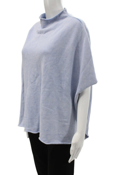 Frank & Eileen Womens Tunic Mock Neck Short Sleeve Blue Cotton Size One Size