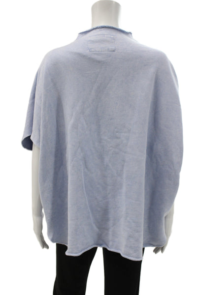 Frank & Eileen Womens Tunic Mock Neck Short Sleeve Blue Cotton Size One Size