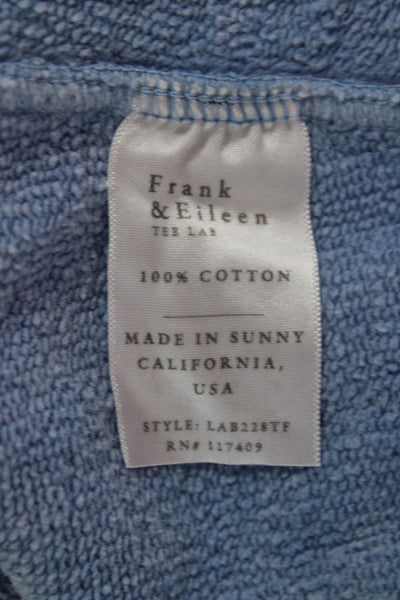 Frank & Eileen Womens Tunic Mock Neck Short Sleeve Blue Cotton Size One Size