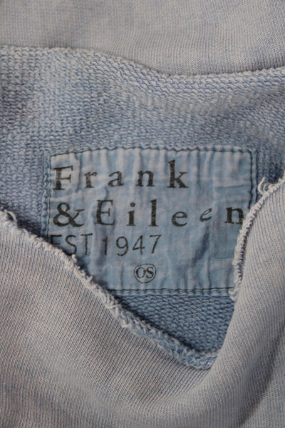 Frank & Eileen Womens Tunic Mock Neck Short Sleeve Blue Cotton Size One Size