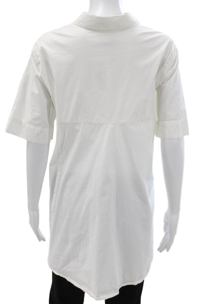 Vince Camuto Women Collared Short Sleeve Button-Up Top White Cotton Size 1X