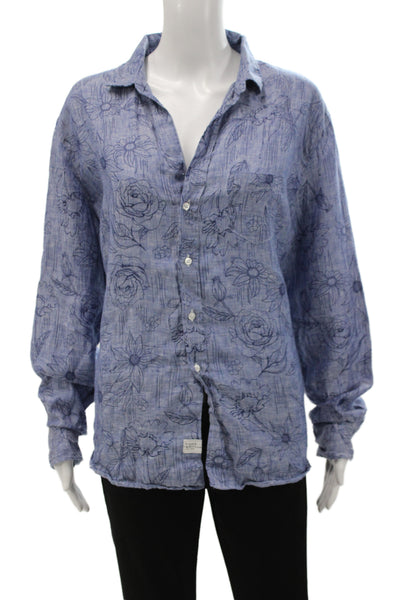 Frank & Eileen Women Basic Floral Collared Button-Up Cotton Long Sleeve Size XL
