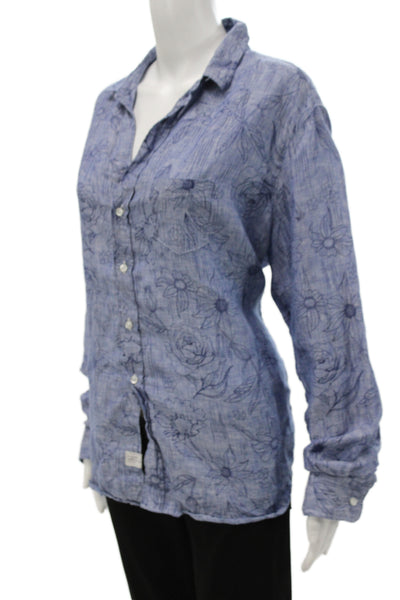 Frank & Eileen Women Basic Floral Collared Button-Up Cotton Long Sleeve Size XL