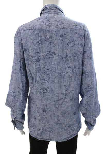 Frank & Eileen Women Basic Floral Collared Button-Up Cotton Long Sleeve Size XL