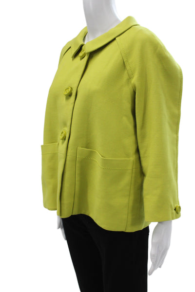 Kate Spade New York Womens Green Cotton Button Long Sleeve Basic Jacket Size 14