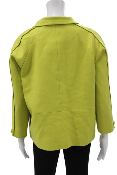 Kate Spade New York Womens Green Cotton Button Long Sleeve Basic Jacket Size 14